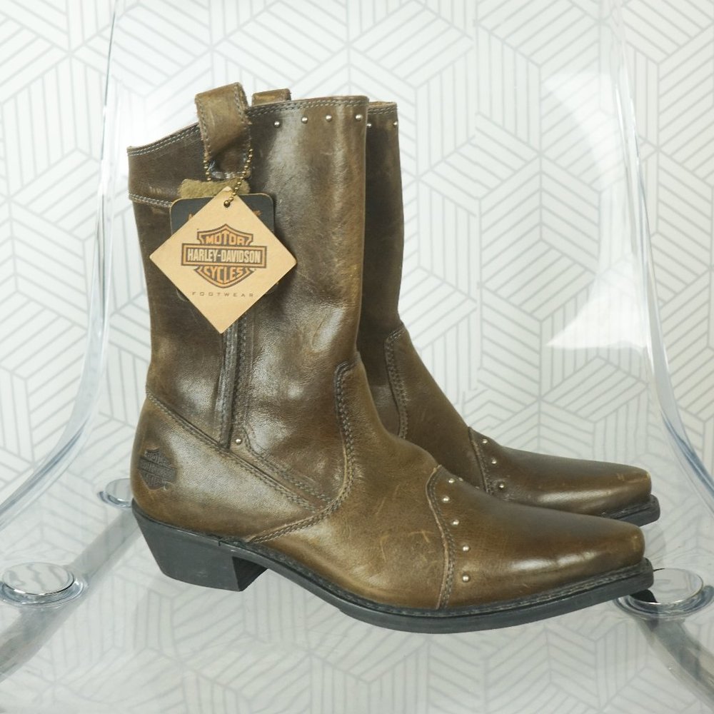 NWT Harley Davidson green leather riding boots